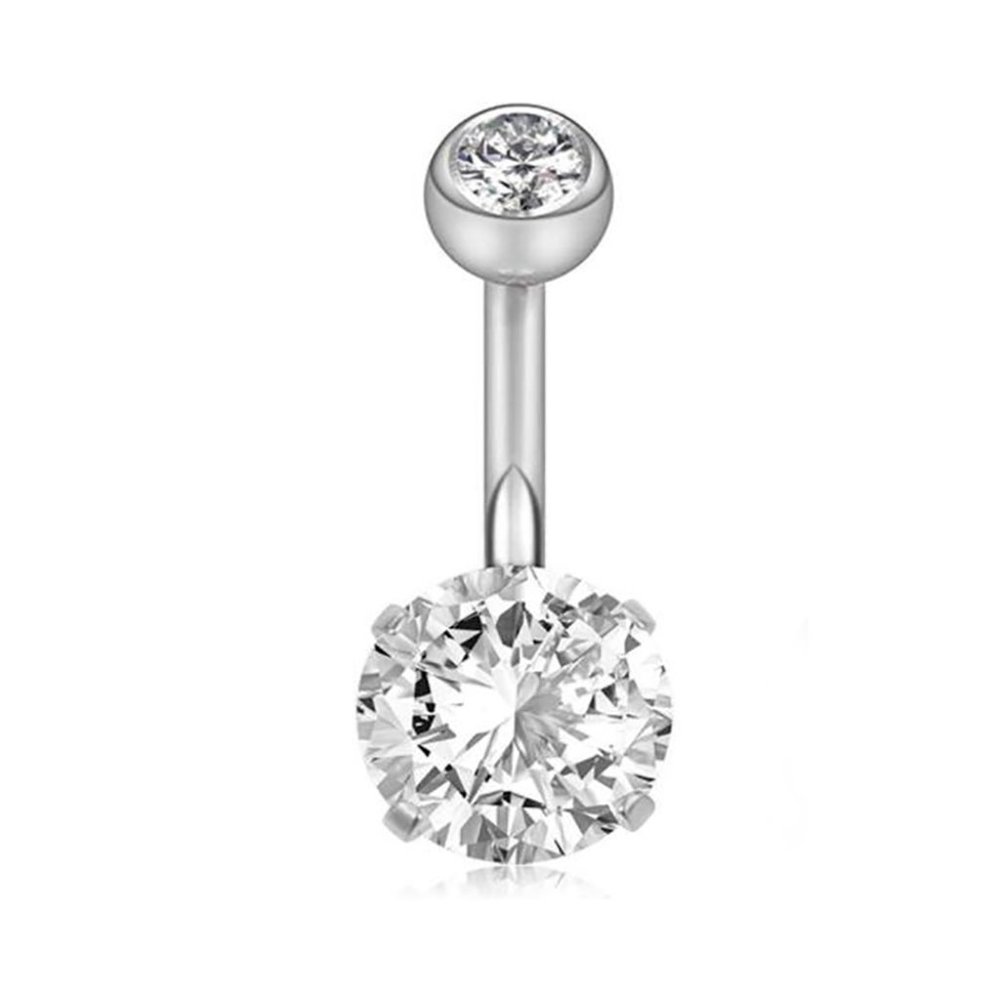 CZ Belly button Ring, surgical steel belly ring